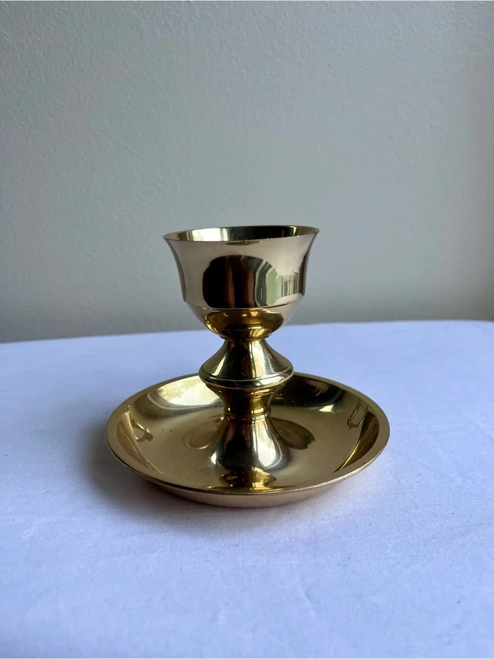 Vintage Brass Chamberstick Candle Holder - Gold